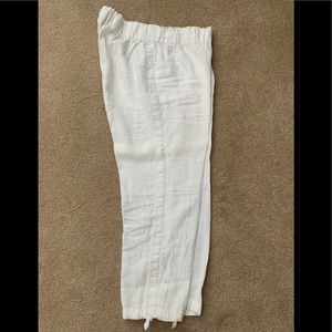 J Jill Linen Cropped Pants, White, Size Small